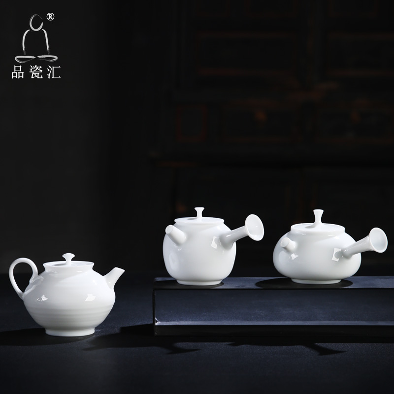 Article 12 pot of dehua white porcelain porcelain remit thin foetus ceramic teapot household single pot side put the pot of xi shi xi shi pot pot