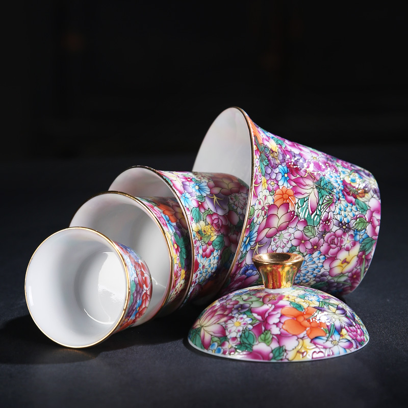 The Product colored enamel porcelain remit crack concentric glass ceramic a pot of three tureen suit portable travel kung fu tea set