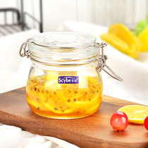 Festive Glass Bottle Sealed Tank Transparent Milk Powder Box Round Storage Tank Household Food Honey Bottle Covered Storage Tank