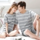 Bộ đồ ngủ ngắn tay cotton mùa hè nam nữ dễ thương S code áo mỏng mỏng mùa hè dịch vụ nhà phù hợp với phiên bản Hàn Quốc