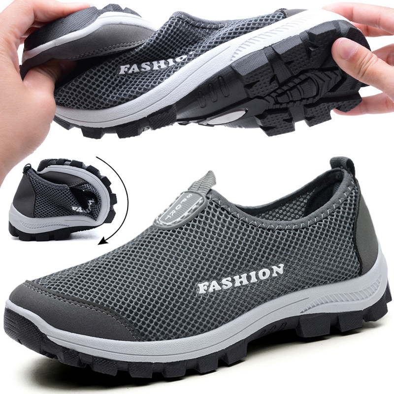 Men Shoes Spring Net Face Shoes Sloth People Overdraft Air Netting Shoes One Foot Pedal Casual Sneakers Old Beijing Cloth Shoes Men's Board Shoes