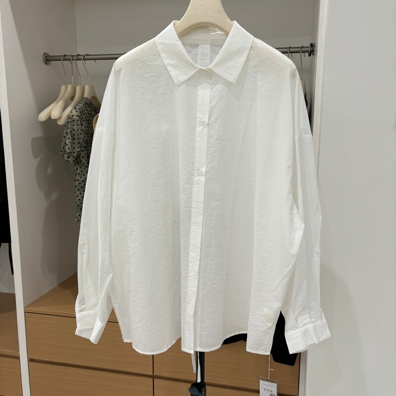 Liyunzhen Li Yunzhen 8073 Casual Style Back-Slit Shirt for Women, Long-Sleeve Loose Sun-Protective Collared Shirt for Summer