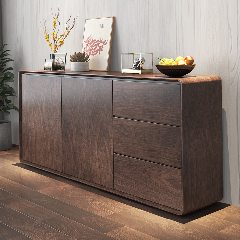 Modern Minimalist Sideboard, Minimalist Living Room Walnut-Colored Tea Cabinet, Living Room Integrated Storage Cabinet, Storage Cabinet, Entryway Cabinet