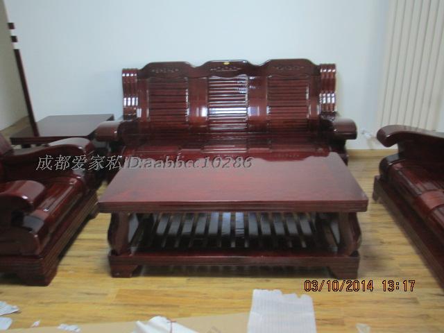 Ghế gỗ rắn ghế loại ghế sofa đồ gỗ vững chắc 3 + 2 + 1 mát ghế + cặp đôi vuông + bàn cà phê cung cấp