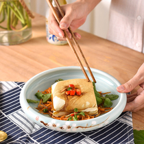  Hand-painted plum creative nest plate Ceramic household round deep plate dish plate Soup plate Rice plate Hotel restaurant