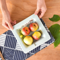 Creative hand-painted ceramic square plate Cake plate Western steak plate Square plate Cold dish plate sashimi plate Dessert plate