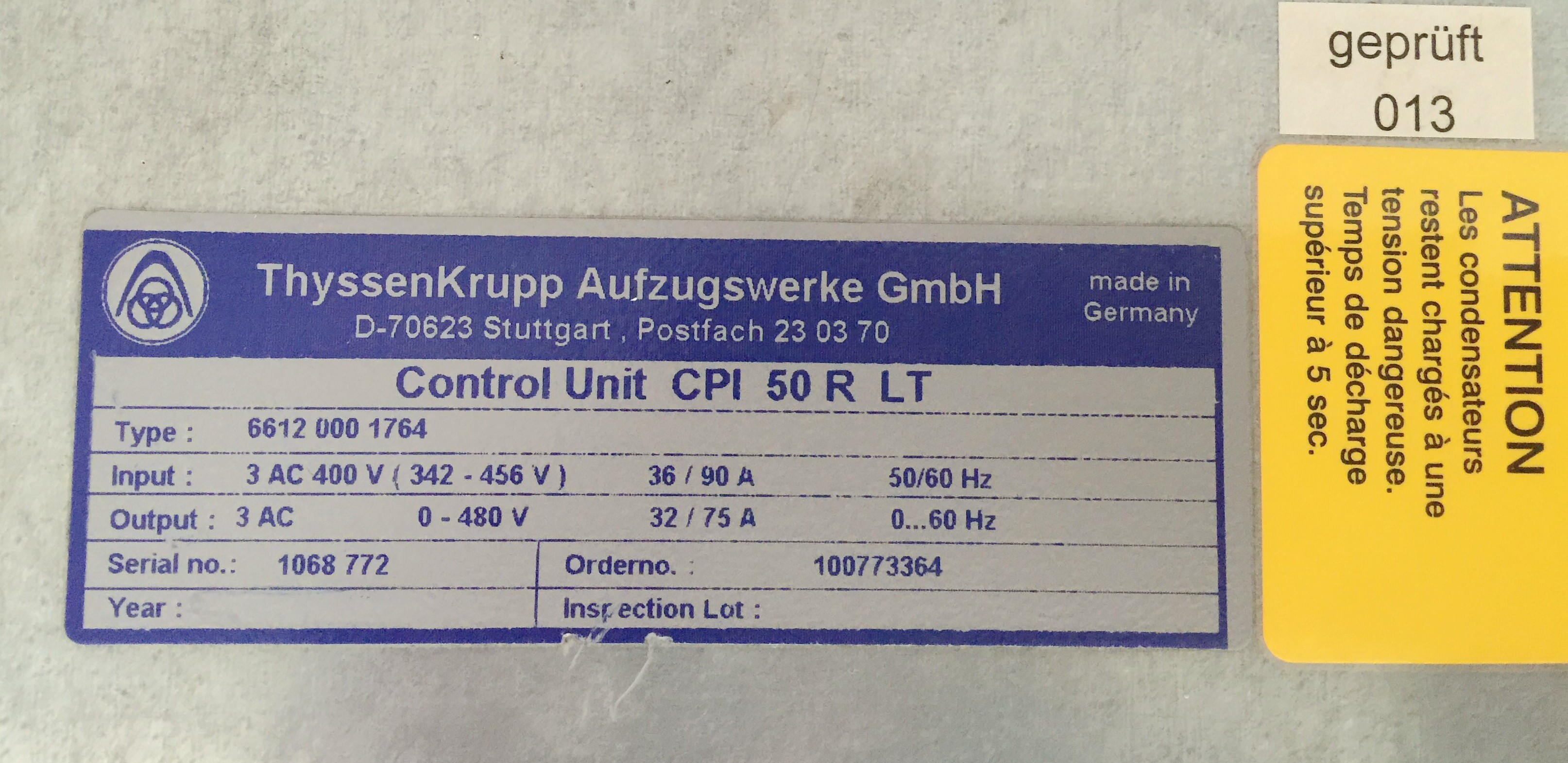Thyssen CPI50 Thyssen Inverter Elevator Accessories Thyssen CPI50R LT