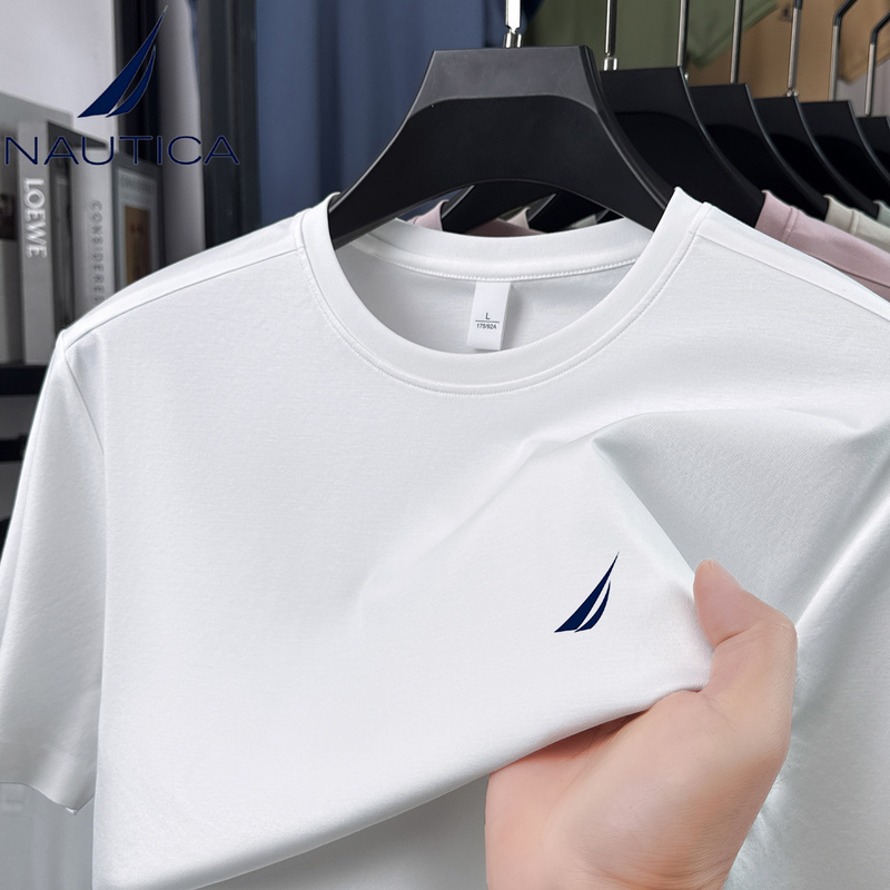 Nautica/Notica Short-Sleeved T-Shirt Men's Round Neck 2026 Summer New High-End Half-Sleeved Pure Color Polo Shirt