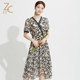 Zhichen 2021 ໃຫມ່ summer ພິມ chiffon elegant dress 22212231