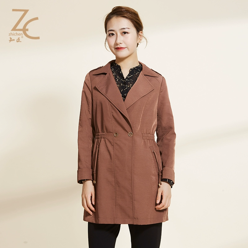 Sản phẩm mới mùa thu 2019 phần eo thắt chặt một tay áo gió dài áo khoác nữ giản dị 16193513 - Trench Coat