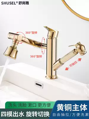 All-copper pull-out multi-function faucet Powder room household washbasin washbasin Hot and cold washbasin Rotating water bridle