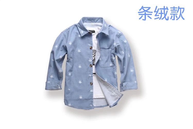 Áo sơ mi kẻ sọc 2017 trẻ em có chất liệu cotton dài tay cho bé trai và bé gái sơ mi dáng váy bé gái 