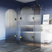 Living room glass partition Living room Tempered Art Glass Partition Decoration Nordic Partition Genguan Folding Mobile Screen