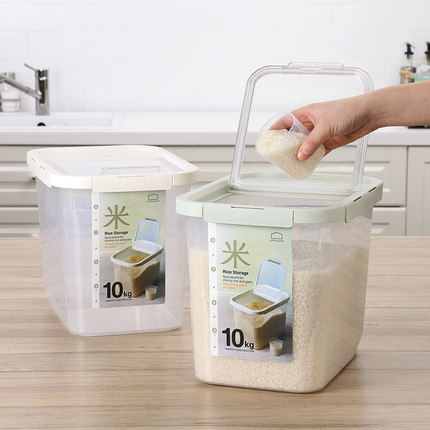 Music Buckle Lotte buckle plastic rice barrel domestic rice box flour moisture-proof and insect-proof rice cylinder with lid sub-sealed barrel HPL561