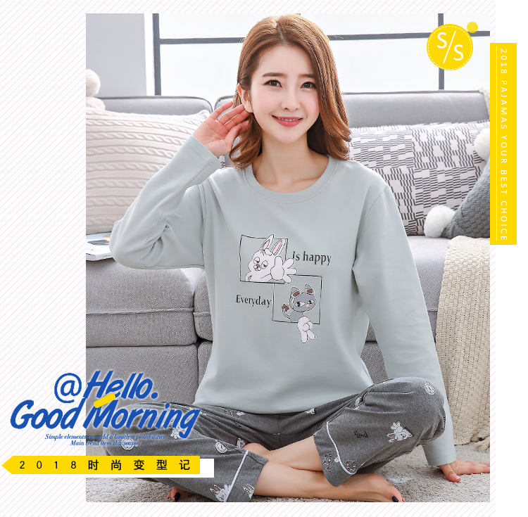 Đồ ngủ nữ mùa thu tay dài cotton mùa xuân và mùa thu Hàn Quốc của công chúa gió có thể mặc bên ngoài bộ đồ mùa thu 2018 mới phục vụ nhà mùa đông xuong may do bo