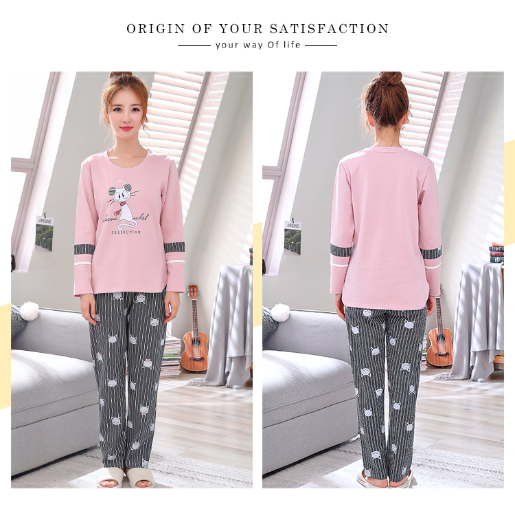 Bộ đồ ngủ nữ mùa thu cotton dài tay mùa thu và mùa thu Hàn Quốc phiên bản mỏng có thể mặc bên ngoài bộ đồ mùa thu 2018 mới phục vụ nhà mùa đông đồ ngủ lụa