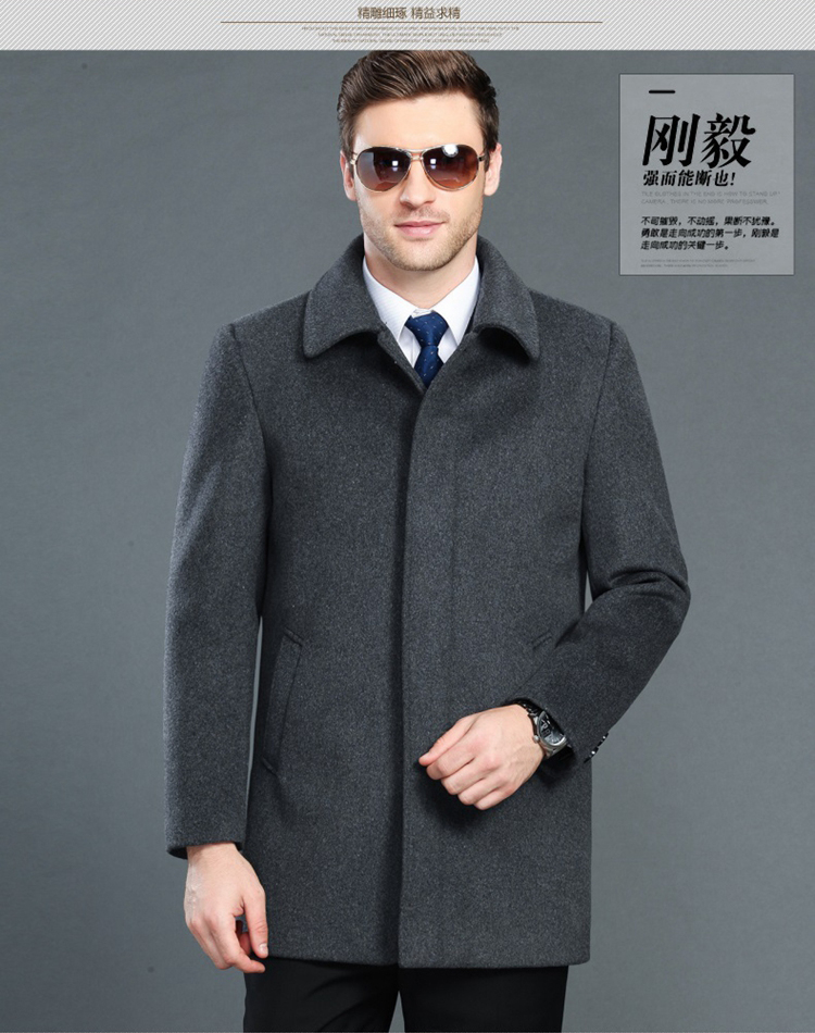 Yalu nam mùa thu và mùa đông trung niên cha áo len dài nam giản dị áo len cashmere áo khoác sơ mi