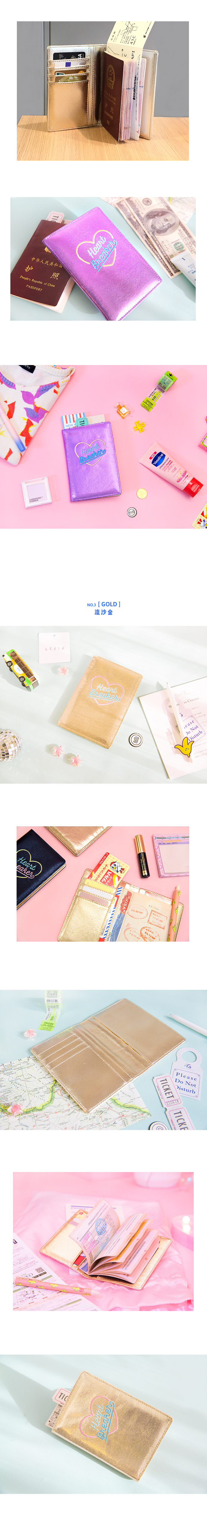 Heart thêu Hộ chiếu Laser Cô gái sáng bóng Heart Hộ chiếu Cover Tài liệu Chủ Du lịch Gói hộ chiếu bao hộ chiếu nữ