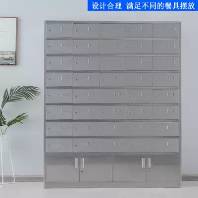 Factory cafeteria stainless steel plate cabinet cupboard unit dining room multi-door staff lunch box tableware distribution cabinet