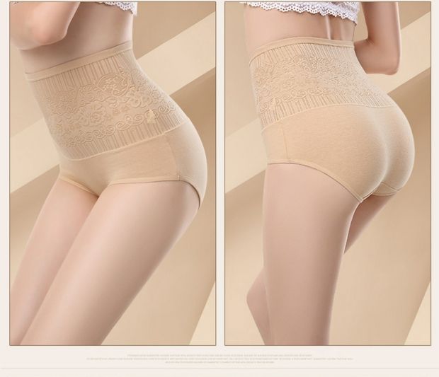 Quần lưng nữ cao sau sinh đồ lót bụng bằng vải cotton cotton kích thước lớn chất béo mm tóm tắt màu rắn quần lót bé gái