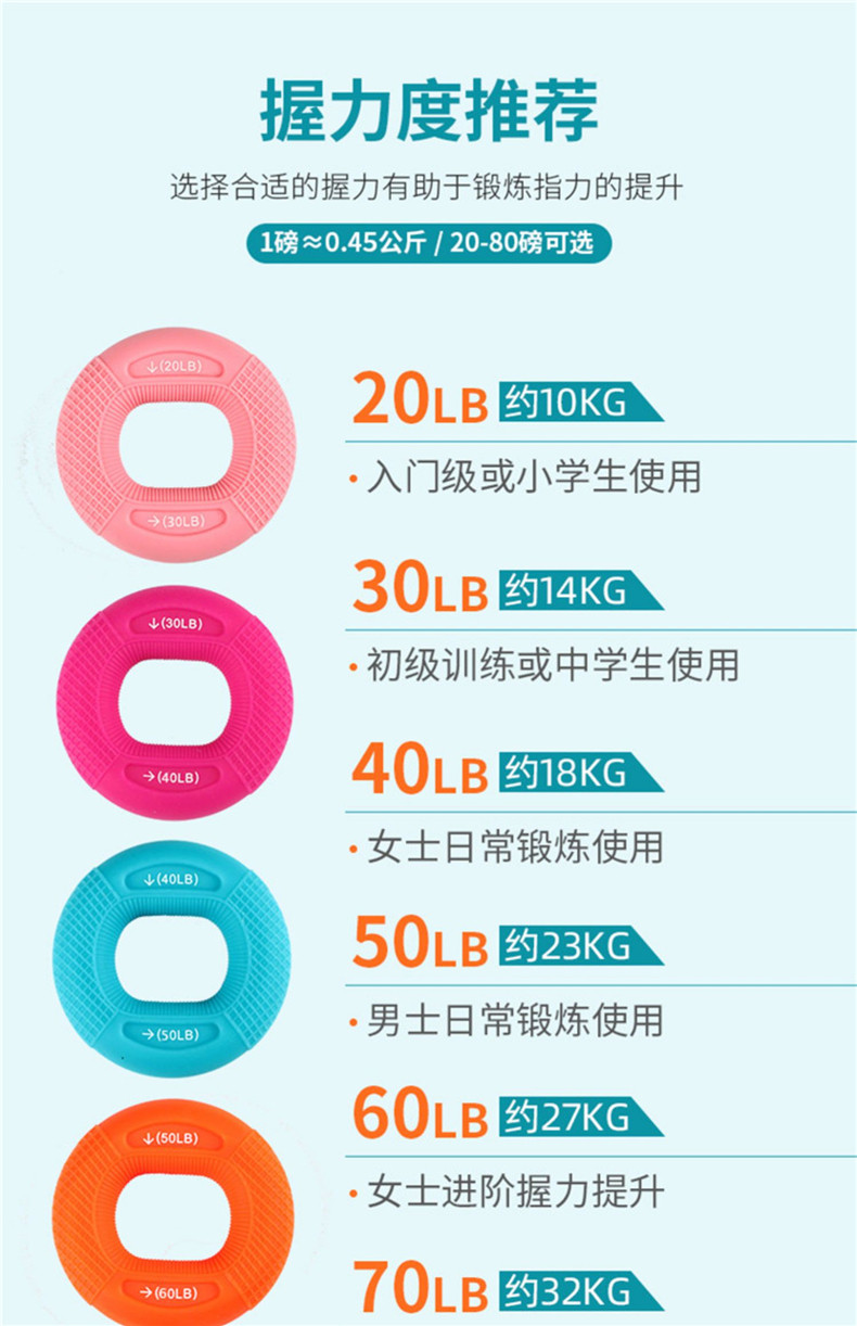 Аксессуары для йоги 握力器硅胶握力圈男专业练手力手指康复训练器材练臂肌训练握力球