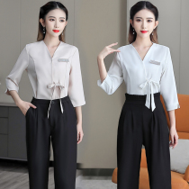  Korean beautician overalls womens mid-sleeve health hall SPA club beauty salon spring and Autumn professional clothing customization