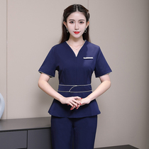  Korean beautician overalls Female technician clothes short-sleeved suit Foot bath health hall beauty salon SPA club tooling