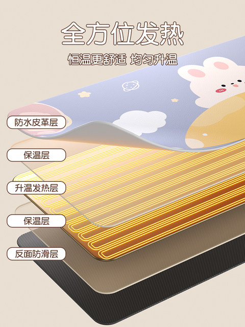 Heated mouse pad, extra large heating desk pad for girls, high-looking office computer desktop, hand warmer, desk pad