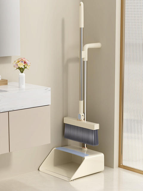 Broom and Dustpan Set for Home Use, 2026 New Model, Enlarged and Thickened Dustpan, Non-Stick Hair Broom with Scraper Teeth