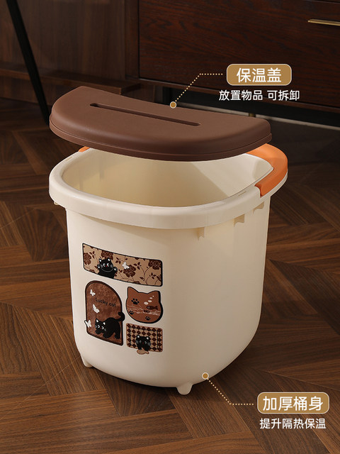 Medieval-style foot bath bucket for autumn and winter household health foot bath bucket for women's calf thermal insulation plus deep massage foot basin