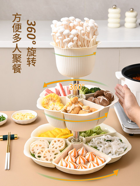 Hot pot plate, kitchen preparation plate, hot pot platter, vegetable plate, rotatable multi-purpose sink and drain basket