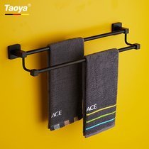 304 stainless steel Frosted Black double bar towel bar toilet bathroom paint towel rack hardware pendant American