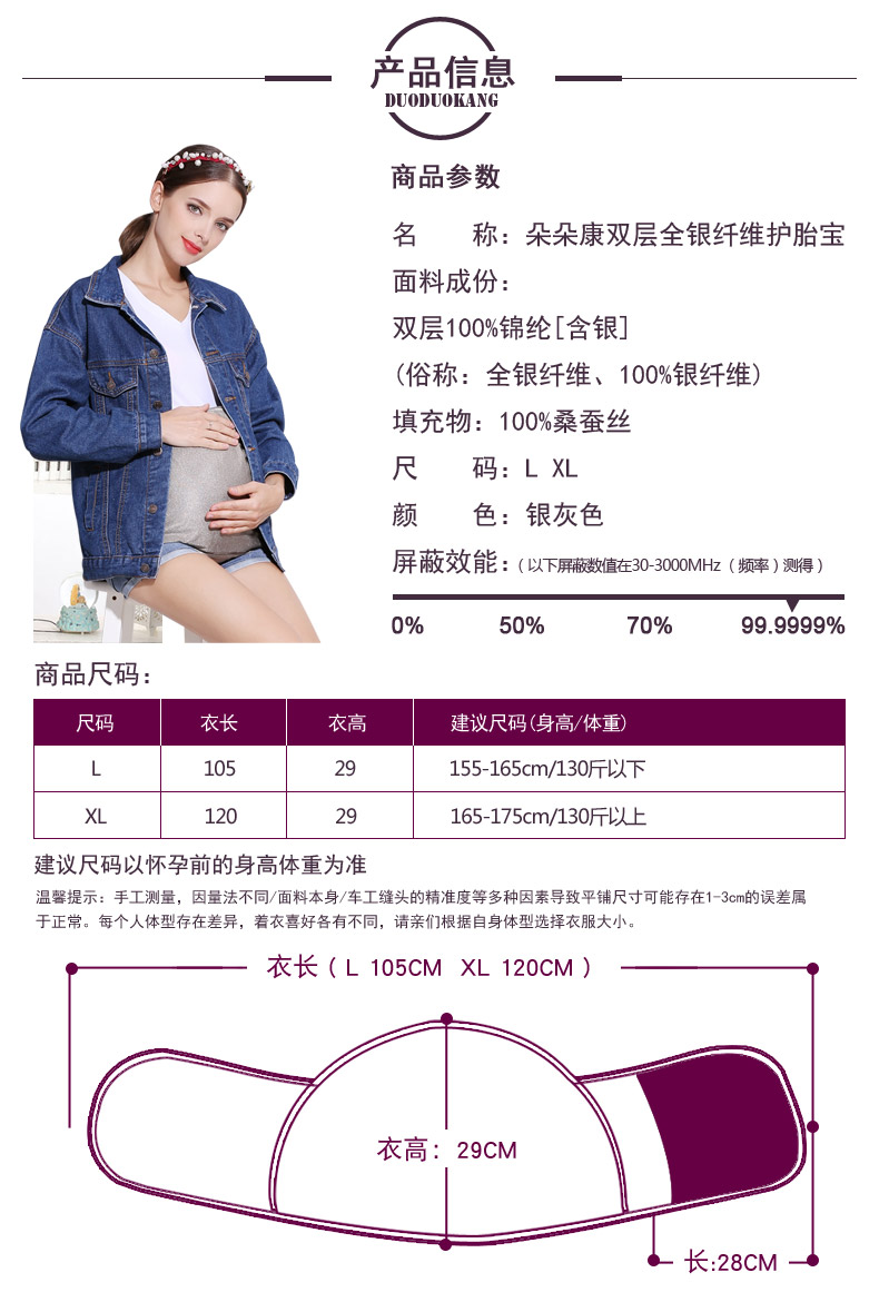 Bộ đồ phóng xạ cho bà bầu chính hãng bốn mùa tạp dề chống phóng xạ đeo tạp dề bụng bao quanh lốp kho báu sợi bạc áo khoác bà bầu chính hãng