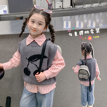 Girls shirts 2024 new childrens vest shirts two-piece set spring and autumn girl baby summer thin tops