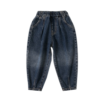 The Jing Kiri Girl Jeans Spring Autumn 2024 New Ocean Qi Female Baby Coulomites Old Daddy Pants Spring Children Pants