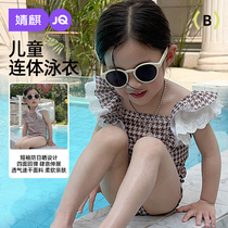 Jingqi girls swimsuit summer new swimsuit baby girl new forest style baby girl coffee color swimsuit fashionable