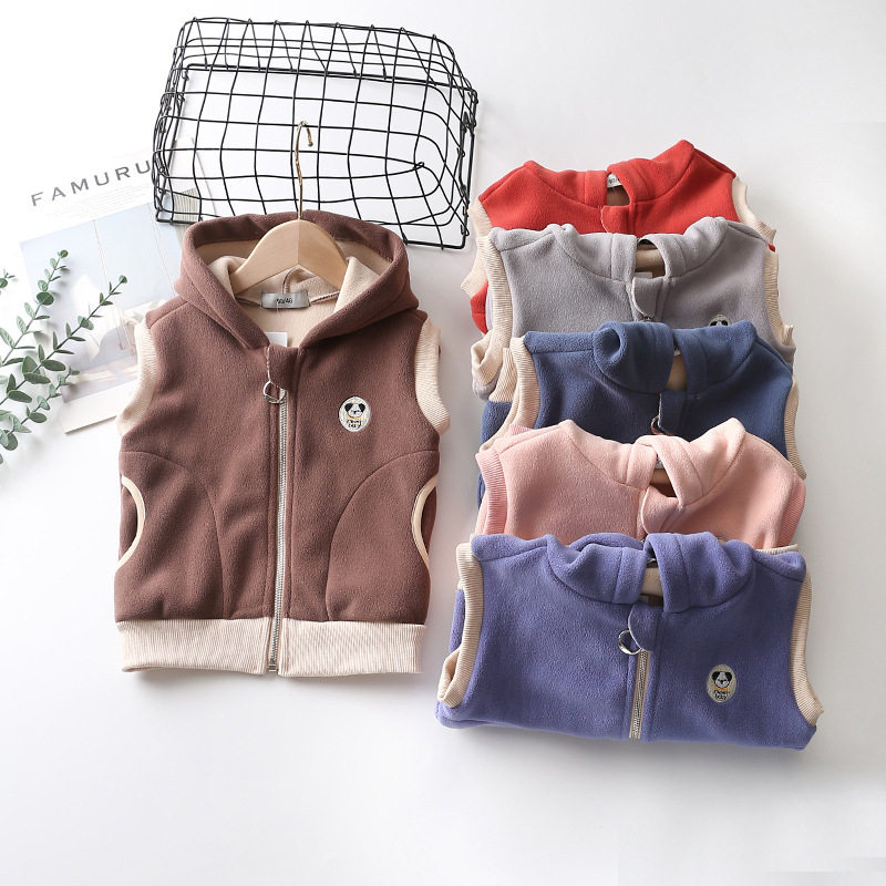 The Jing Kiri Children Waistcoat Plus Suede Thickening baby Men's and women's children's autumn winter style waistcoat warm vest Winter even hat jacket-Taobao