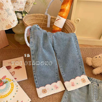 Girl Jeans Sub Spring Autumn Money 2024 New Spring Ocean Gas Female Baby Straight Tube Pants Children Dress Spring Outfitting Outside