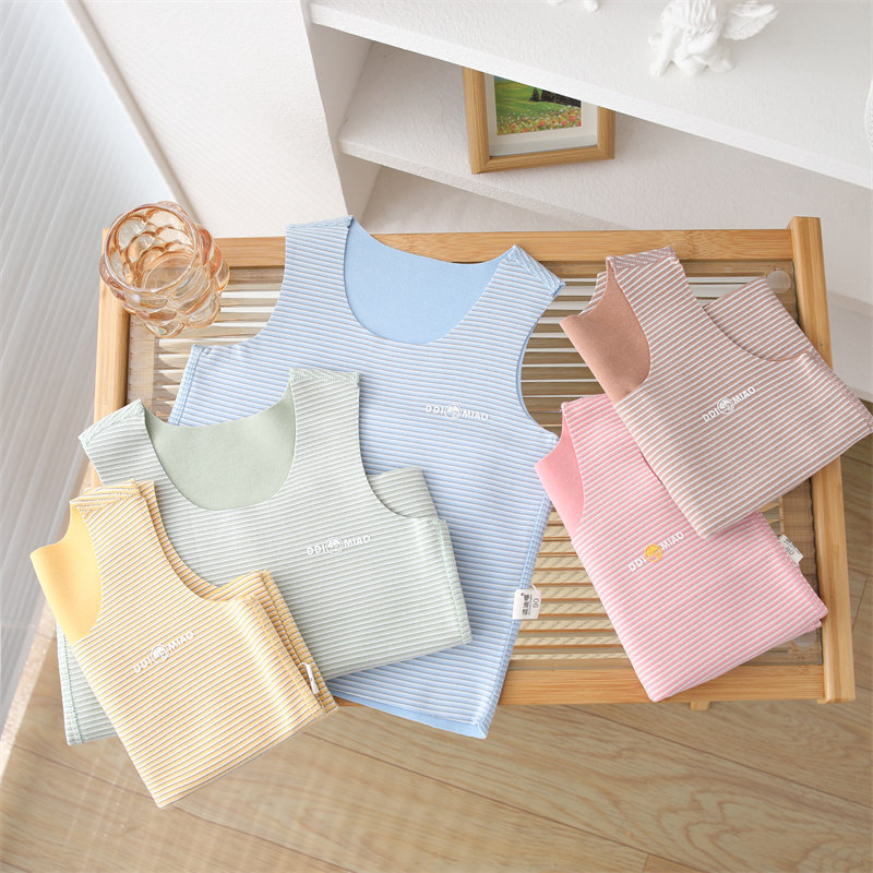Children's warm vest Develvet autumnestu winter baby with underbelly wearing thickened waistcoat boy gush girl underwear-Taobao