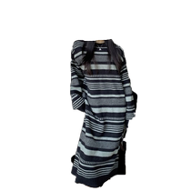Jingqi Maternity Dress Autumn and Winter Womens High-Quality Knitted Loose Lazy Style Long-Sleeved Striped Sweater Dress Autumn