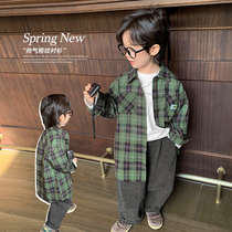 Jingqi boys plaid shirt summer thin long-sleeved top handsome childrens coat childrens baby spring shirt