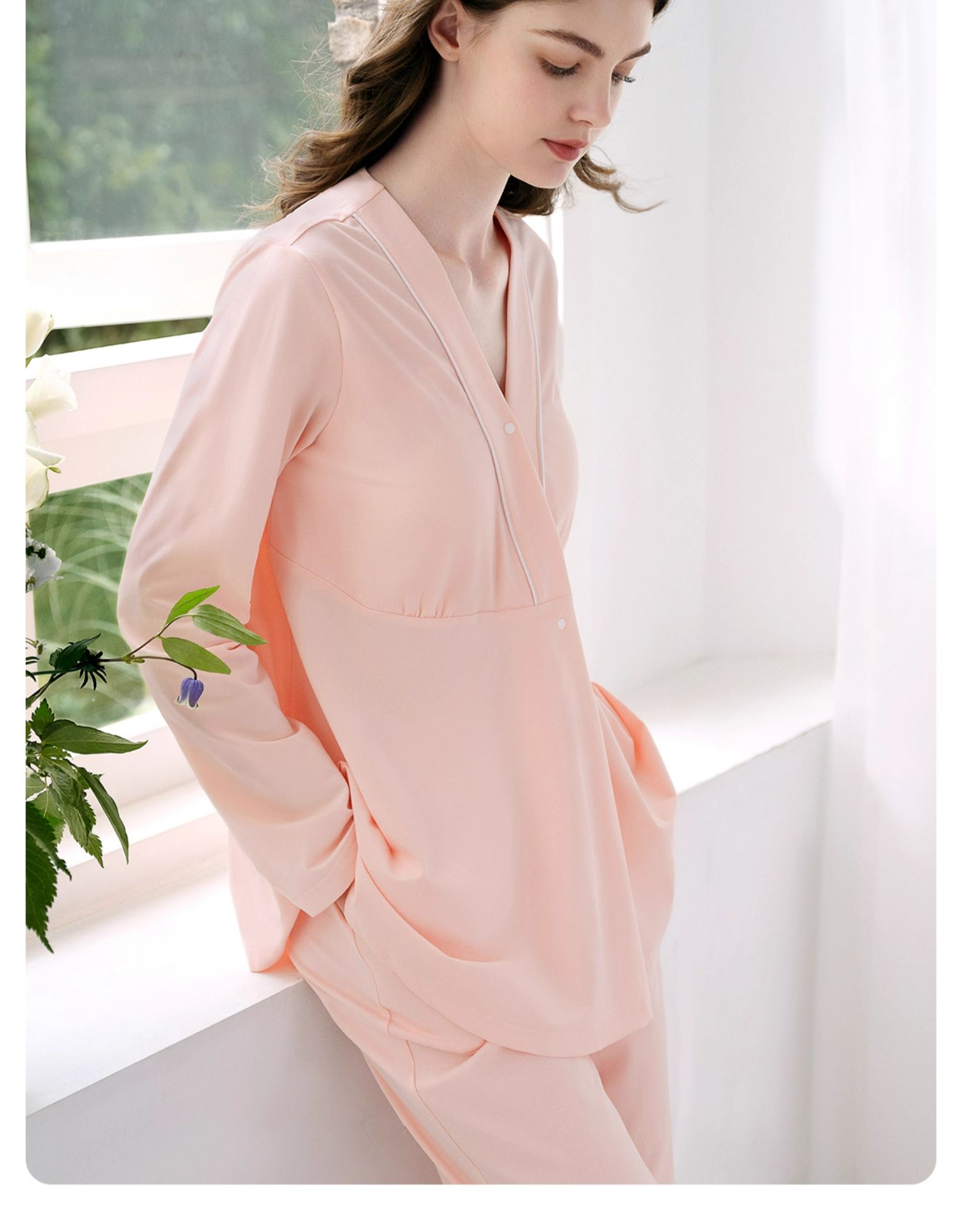 JQ婧麒带胸垫月子服纯棉产后孕产妇睡衣哺乳喂奶入院家居服套装女 — 12
