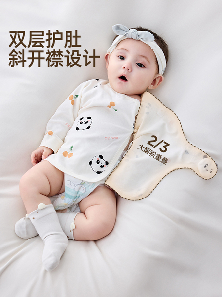 JQ婧麒新生婴儿衣服52码宝宝a类纯棉长袖半背衣初生和尚服春秋季 — 3