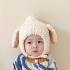 Головной убор 宝宝兔耳朵护耳帽秋冬季儿童婴儿幼儿可爱韩国0-1-3岁毛线绒帽子 JOYNCLEON