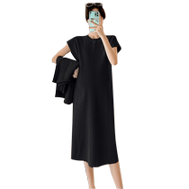 Maternity autumn clothing set fashionable and high-end pregnancy wear loose knitted long-sleeved top and dress two-piece set