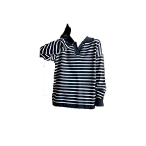 Maternity wear autumn Polo collar long-sleeved T-shirt womens large size pure cotton loose slimming striped bottoming sweater top