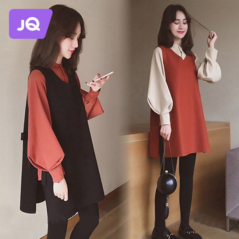 The Jing Kiri Pregnancy woman dress spring and autumn equi jacket dress suit fashion two sets of little sub big code pregnant woman skirt-Taobao
