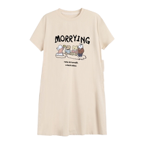 Maternity summer wear 2024 new large size short-sleeved printed tops T-shirt skirt mid-length slim slit dress
