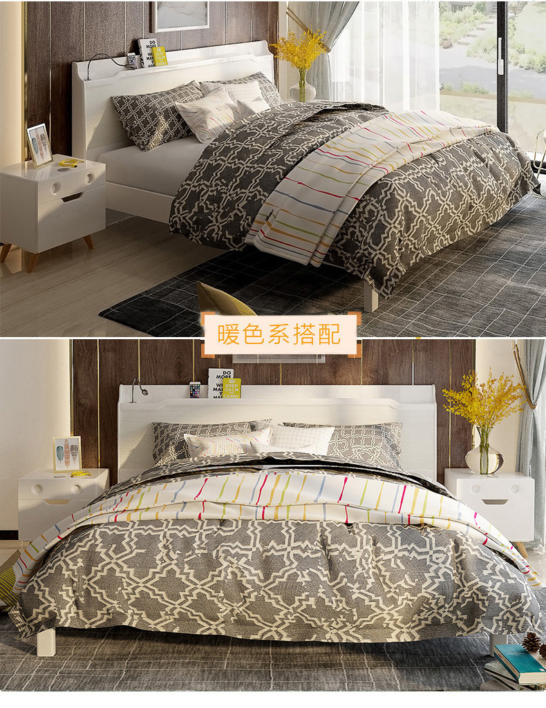 Nội thất đôi Tiger Giường đơn giản hiện đại Phòng ngủ chính 1,8 mét tiết kiệm 1,5m Giường đôi đa năng 15ZN2 - Giường giường giá rẻ