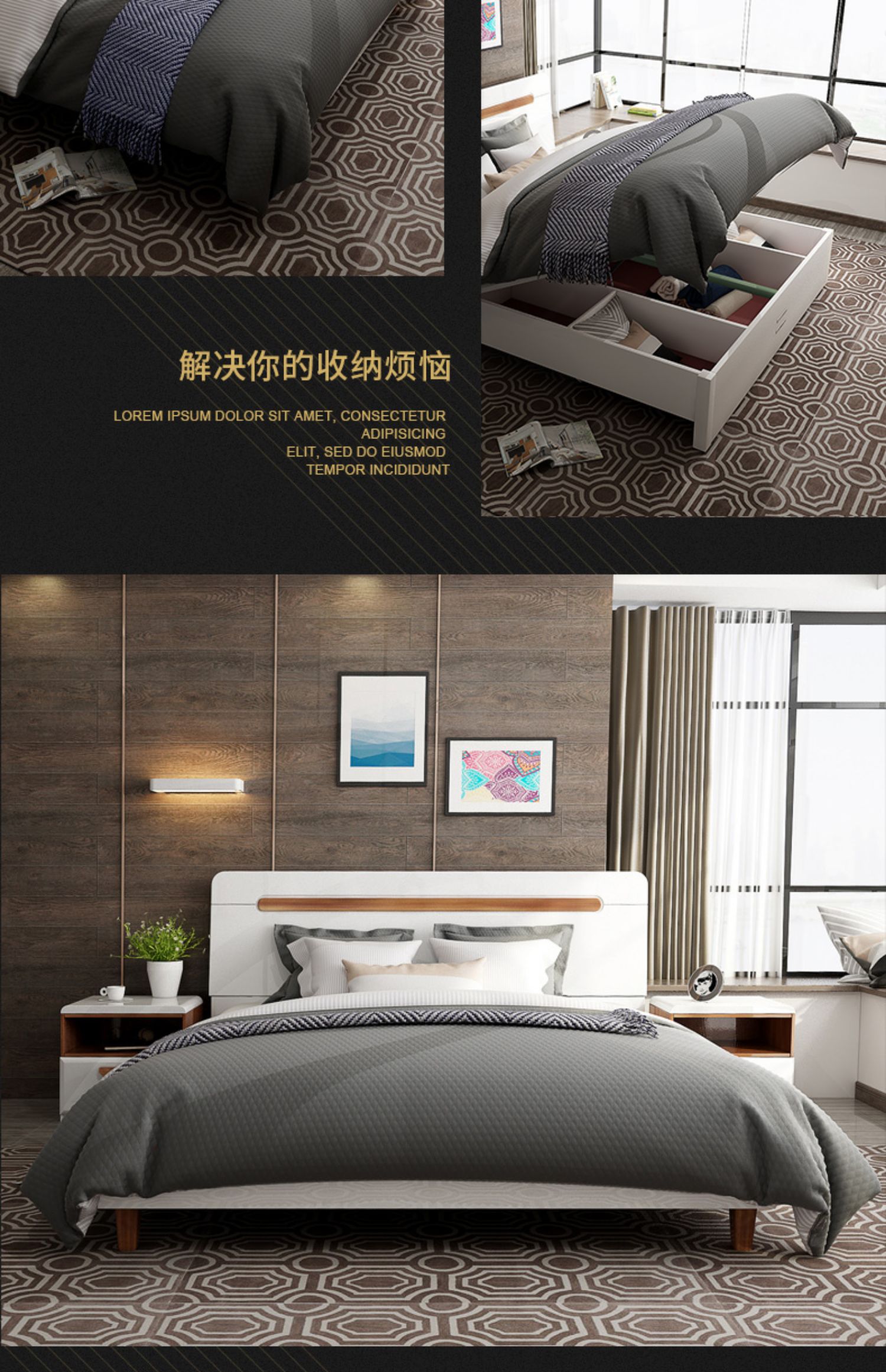1,8 m đôi phòng ngủ giường lưu trữ nội thất ngân sách hiện đại giường hôn nhân nhỏ gọn 1,5m hộp cao 15BM1 - Giường mau giuong dep